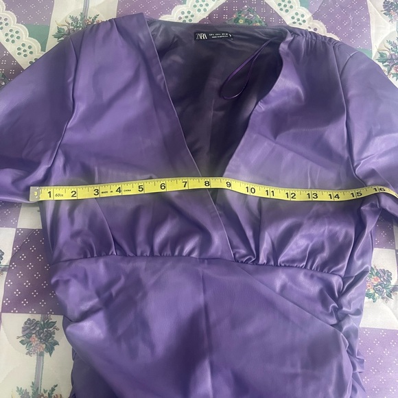 ZARA NWOT FAUX LEATHER DRESS. Wrap-front V-neck dress. 💜💜 - Picture 5 of 7